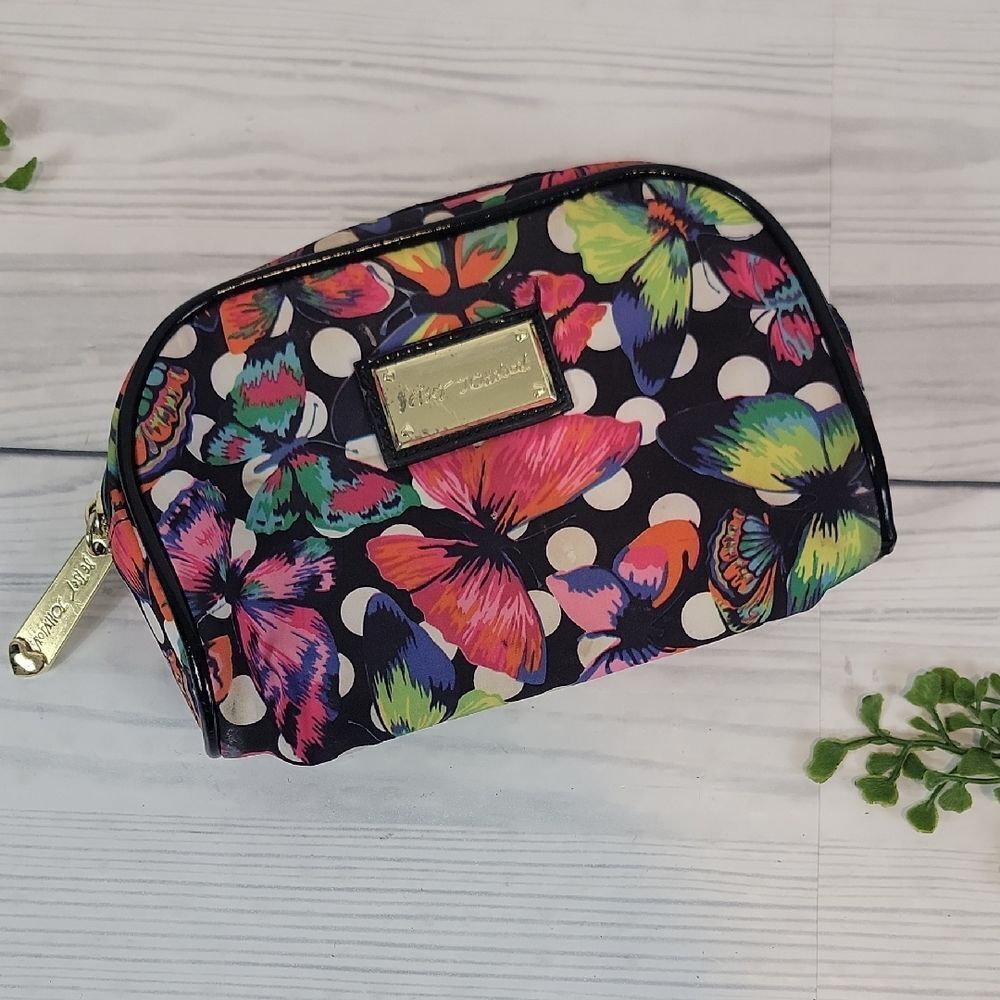 Betsey Johnson Bag Butterfly & Polka-Dot Cosmetic Pouch 7.5" X 5"